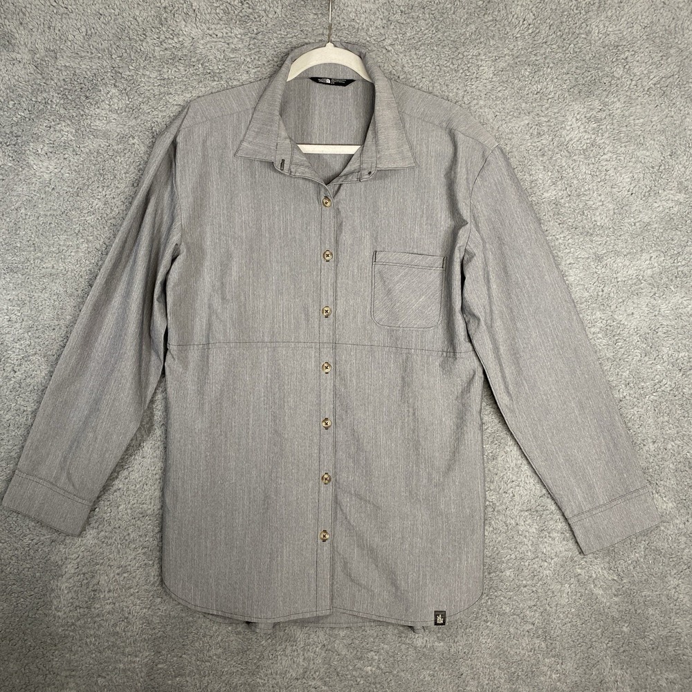 The North Face Stevie Gray Shirt Button Up Top Size Large Lightweight Tunic‎